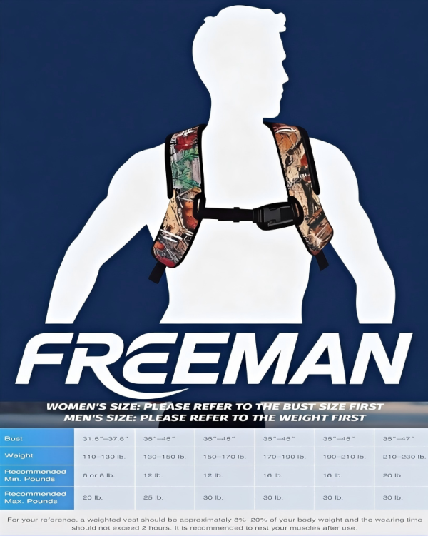 FREEMAN Weighted Vest, 6lb/8lb/12lb/16lb/20lb/25lb/30lb Weight Vest with Reflective Stripe for Workout, Strength Training, Running, Fitness, Muscle Building, Weight Loss, Weightlifting FR-FZ001