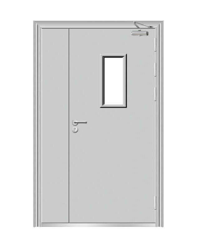 玻璃防火门KKD-9136银灰（开孔防火窗）