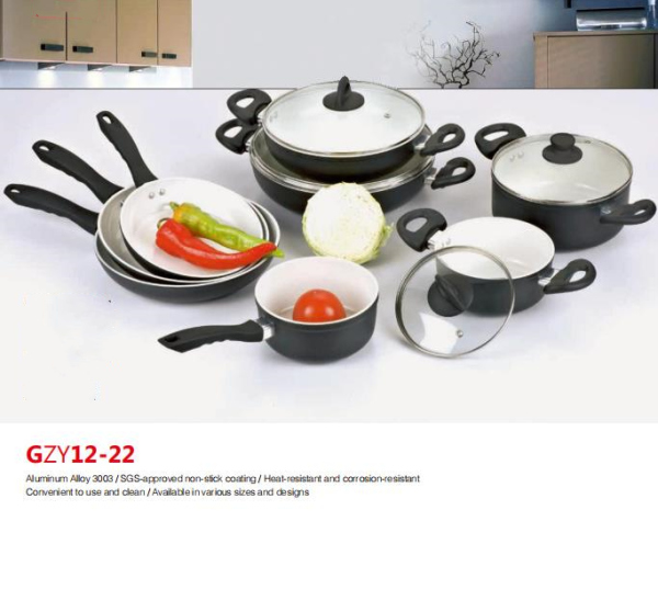 High Quality 12PCS 3.0mm Thickness Aluminum Cookware Set GZY12-22