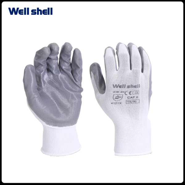 high quality pu coated 13 gauge polyester white gloves WL-3008G