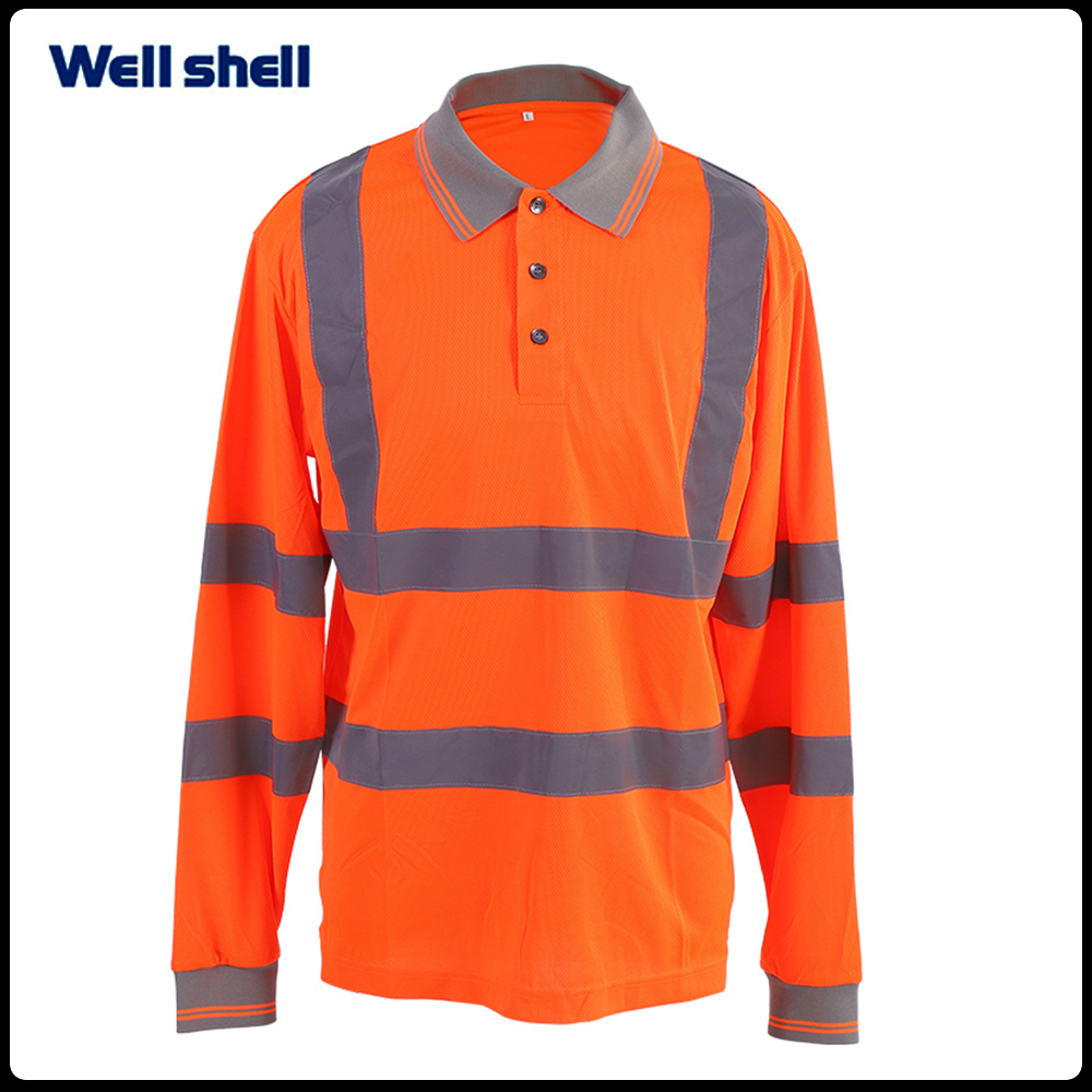 UV protected High Visibility Safety Reflective Polo Shirts Short Sleeve Work ShirtsWL-3016