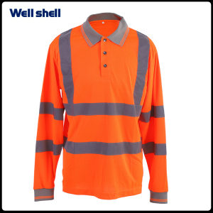 UV protected High Visibility Safety Reflective Polo Shirts Short Sleeve Work Shirts