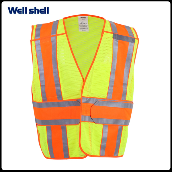 Industrial 5-Point Breakaway High Visibility Safety Vest, Type R Class 2 WL-3010