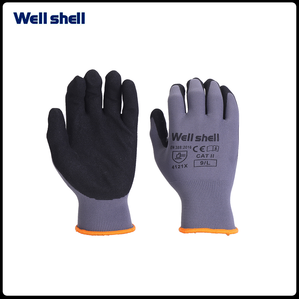 CE EN 388 nylon spandex nitrile sandy coated work glove WL-NS400