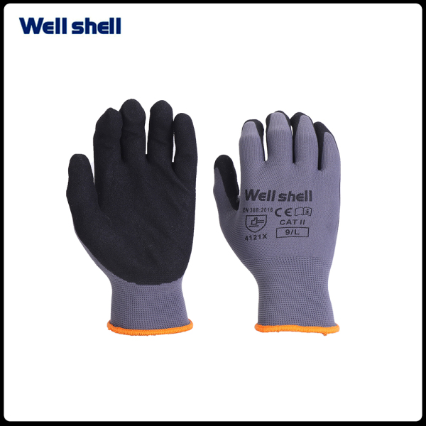 CE EN 388 nylon spandex nitrile sandy coated work glove  WL-NS400