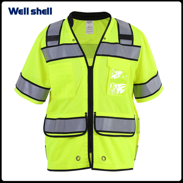 Unisex Surveyors Vest Class 3 Hi-Vis Safety Vest, 10 Pockets, ANSI/ISEA 107 Compliant WL-3012