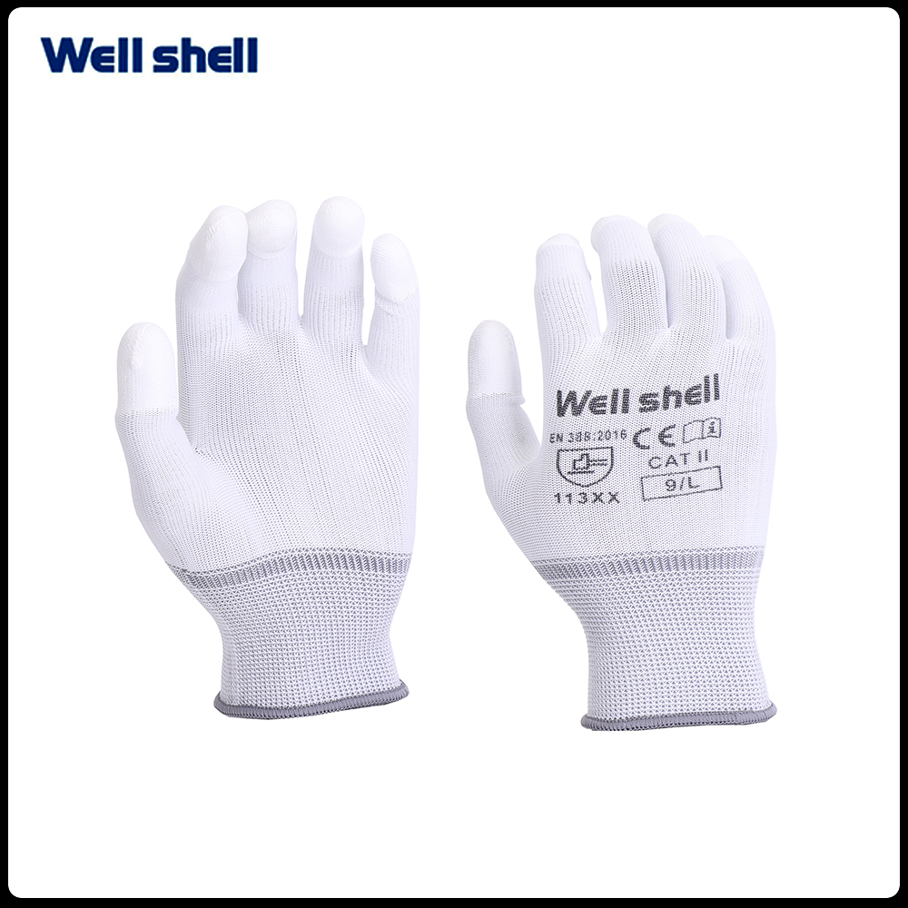 Thin PU Safety WORK GLOVES 12 Pairs White/Half FingerWL-300W