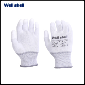 Thin PU Safety WORK GLOVES 12 Pairs White/Half Finger