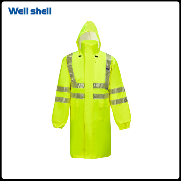 Hi Vis Rain Jacket - Reflective Safety Long Rain Coat for Men & Women -ANSI/ISEA Class 3 WL-099D