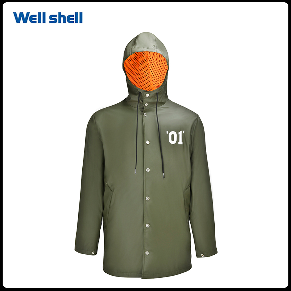 Men's Rain Jacket with Hood Waterproof Lightweight Active Long Raincoatwl-805