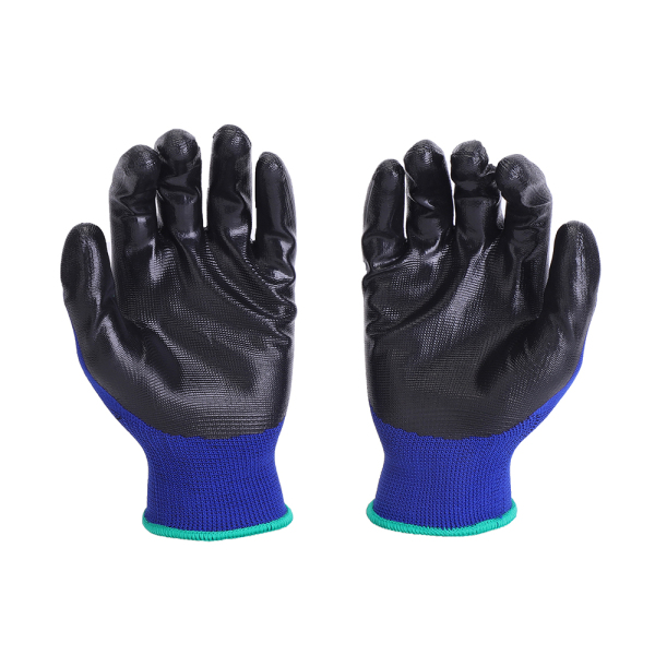 factory good grip CE EN388 4121X 13 gauge nylon polyester liner Nitrile Coated Work Gloves for industrial WL-NC200B