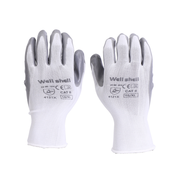 high quality pu coated 13 gauge polyester white gloves WL-3008G