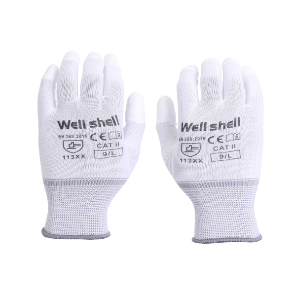 Thin PU Safety WORK GLOVES 12 Pairs White/Half Finger WL-300W