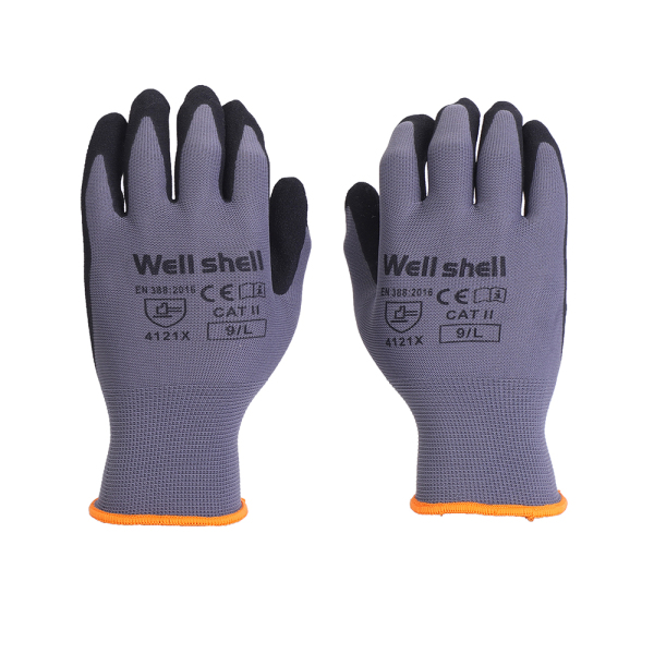 CE EN 388 nylon spandex nitrile sandy coated work glove  WL-NS400