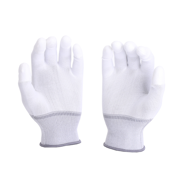 Thin PU Safety WORK GLOVES 12 Pairs White/Half Finger WL-300W