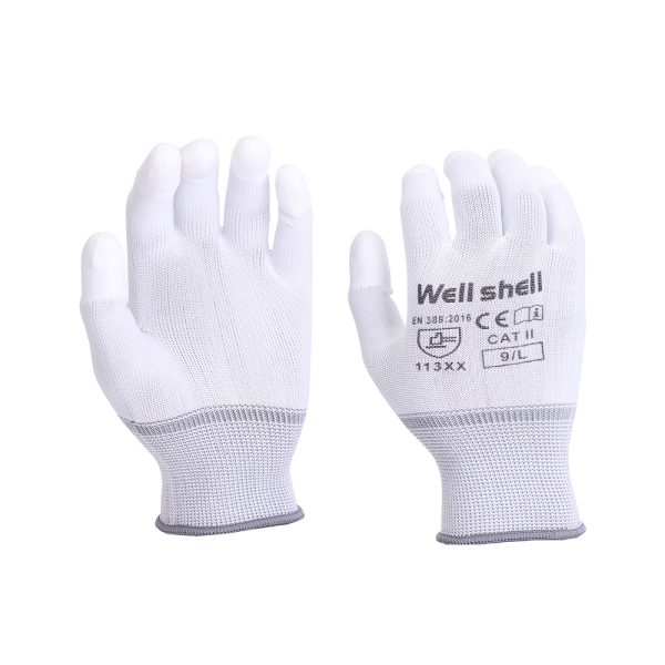 Thin PU Safety WORK GLOVES 12 Pairs White/Half Finger WL-300W