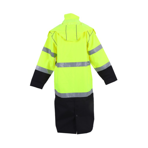  High Visibility Rain Gear, Class 3 Reflective Long Rain Jackets Black Bottom, Yellow Raincoat, 3M Reflective Strips WL-3025