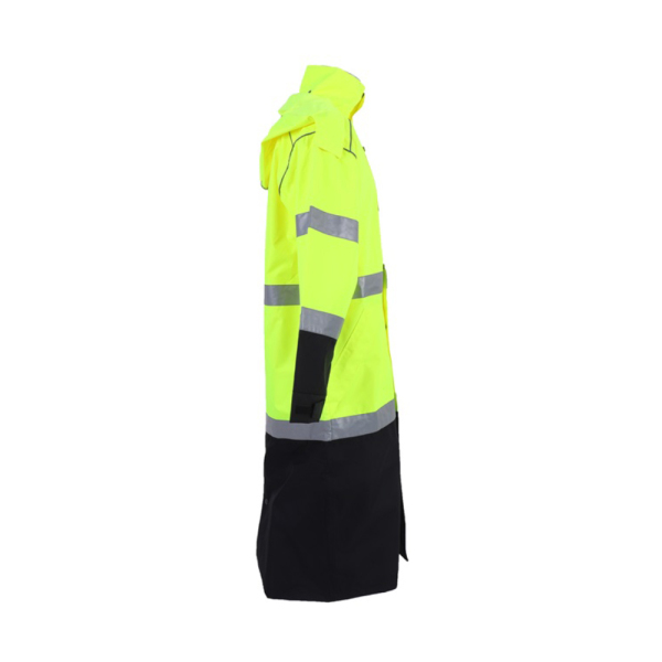  High Visibility Rain Gear, Class 3 Reflective Long Rain Jackets Black Bottom, Yellow Raincoat, 3M Reflective Strips WL-3025