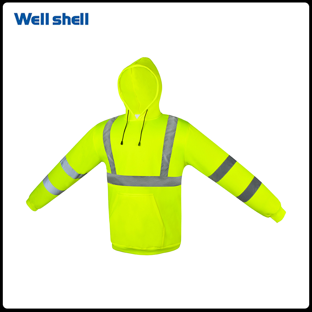 Class 3 High Visibility Safety Sweatshirt for Men, Reflective Hoodie with Large Pocket for Construction & WorkWL-074