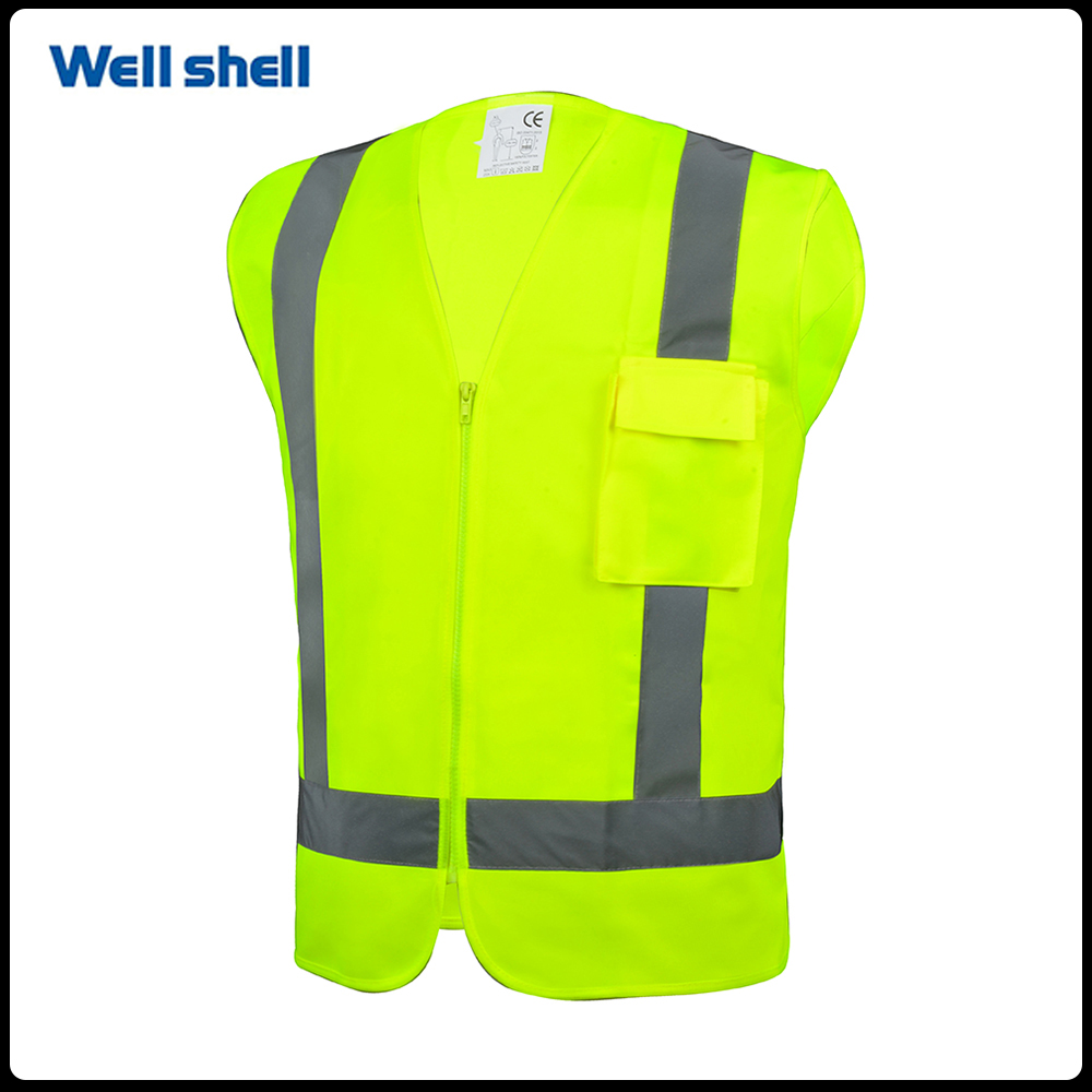 Hi Vis Safety Work Vest black zipper WL-011