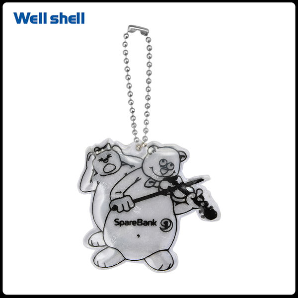 Reflective Keychains for Backpack, Bear Shaped Safety Keychains with Strong Reflective Effect, Waterproof Reflector Pendant for Backpack, School Bag (Silver-White) WL-134