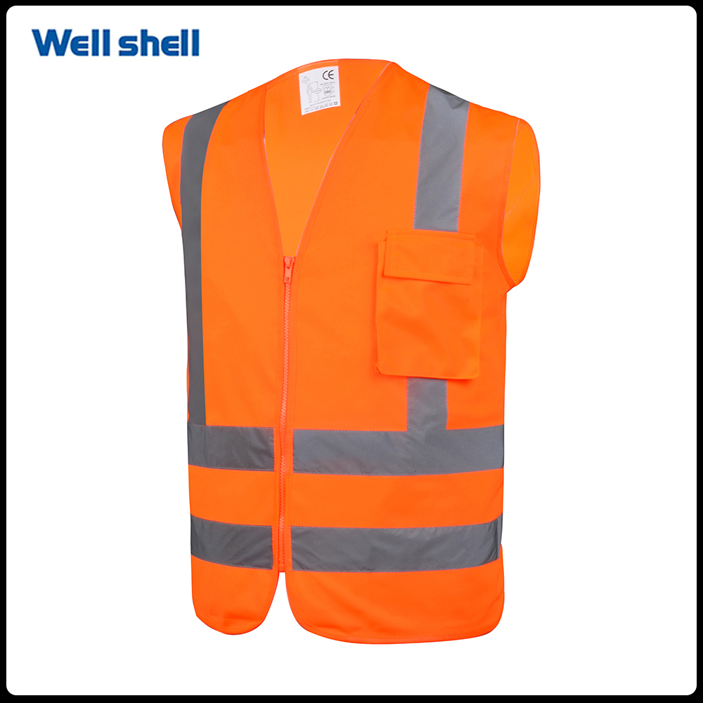 Orange Color high visibility reflective safety vestWL-012