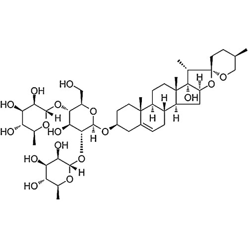Pennogenin3-O-α-L-rhamnopyranosyl-(1→2)-[α-L-rhamnopyranosyl-(1→4)]-β-D-glucopyranoside 55916-52-4