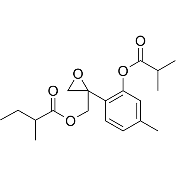 8,9-epoxyl-3-isobutyryloxy-10-(2-methylbutanoyl)thymol
 22518-07-6