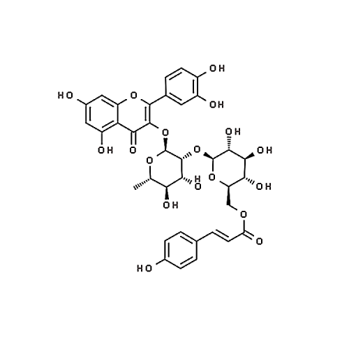 Quercetin-3-O-[2-O-(6-O-p-hydroxyl-E-coumaroyl)-D-glucosyl]-(1-2)-L-rhamnoside 143061-65-8