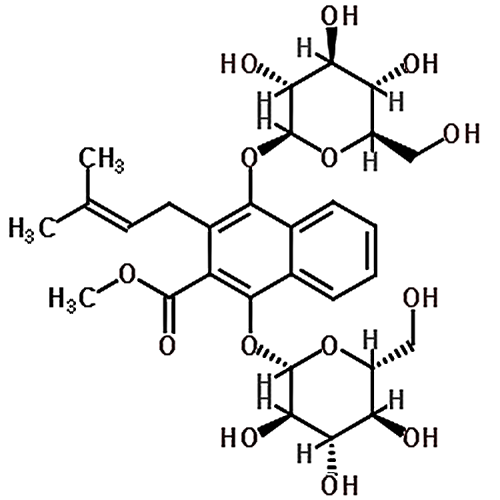 2-carbomethoxy-3-prenyl-1,4-naphthohydroquinone-di-O-β-D-glucoside 90685-26-0