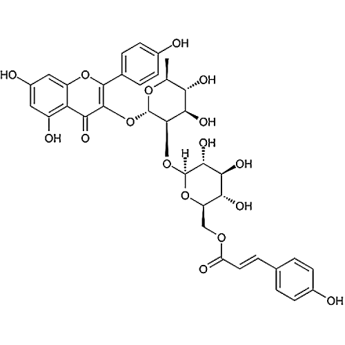 3-O-{2-O-[6-O-(p-hydroxyl-E-coumaroyl)-glucosyl]-(1-2)rhamnosyl kaempferol 111957-48-3