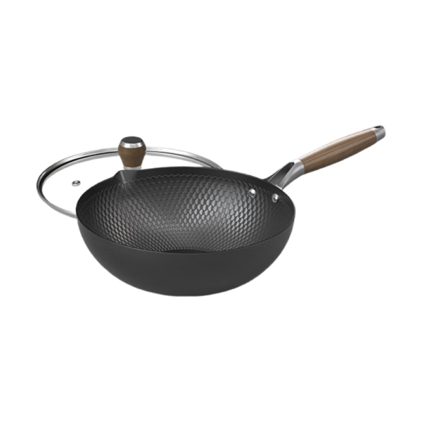 Diamond patterned titanium iron wok 　