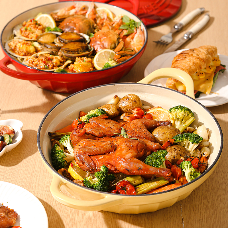 COLORFUL CAST IRON ENAMEL SEAFOOD POT