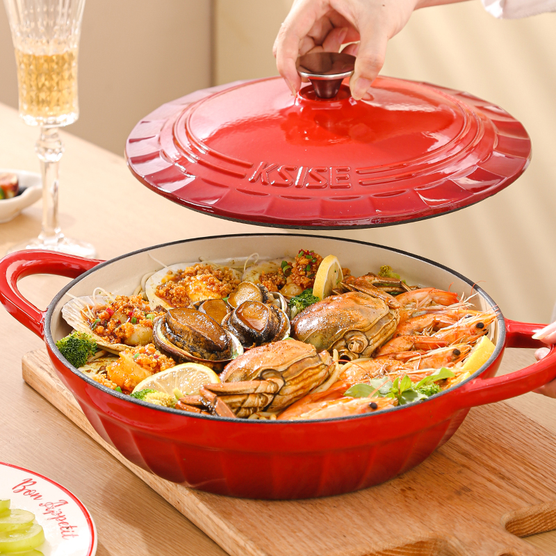 COLORFUL CAST IRON ENAMEL SEAFOOD POT