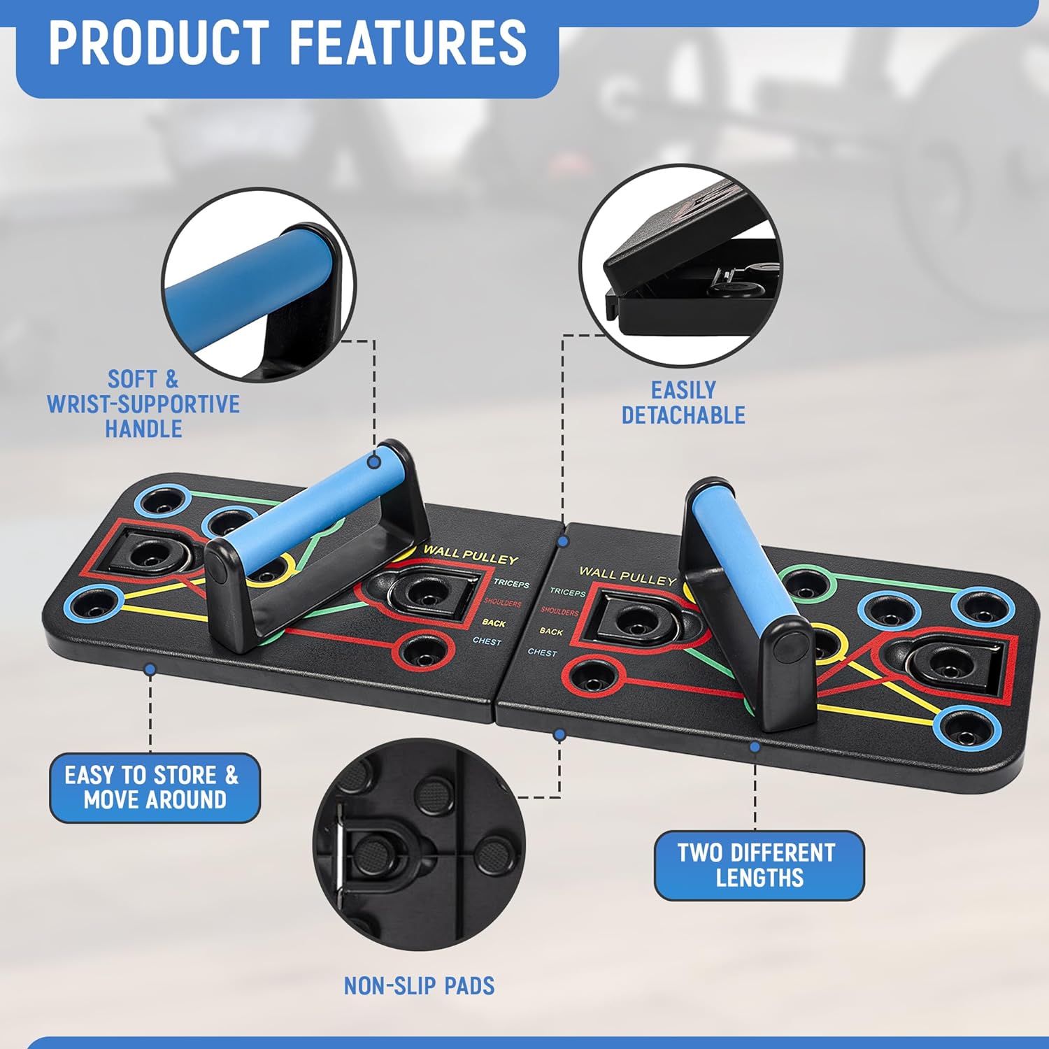 Foldable Push-up Board with 4 metal hook