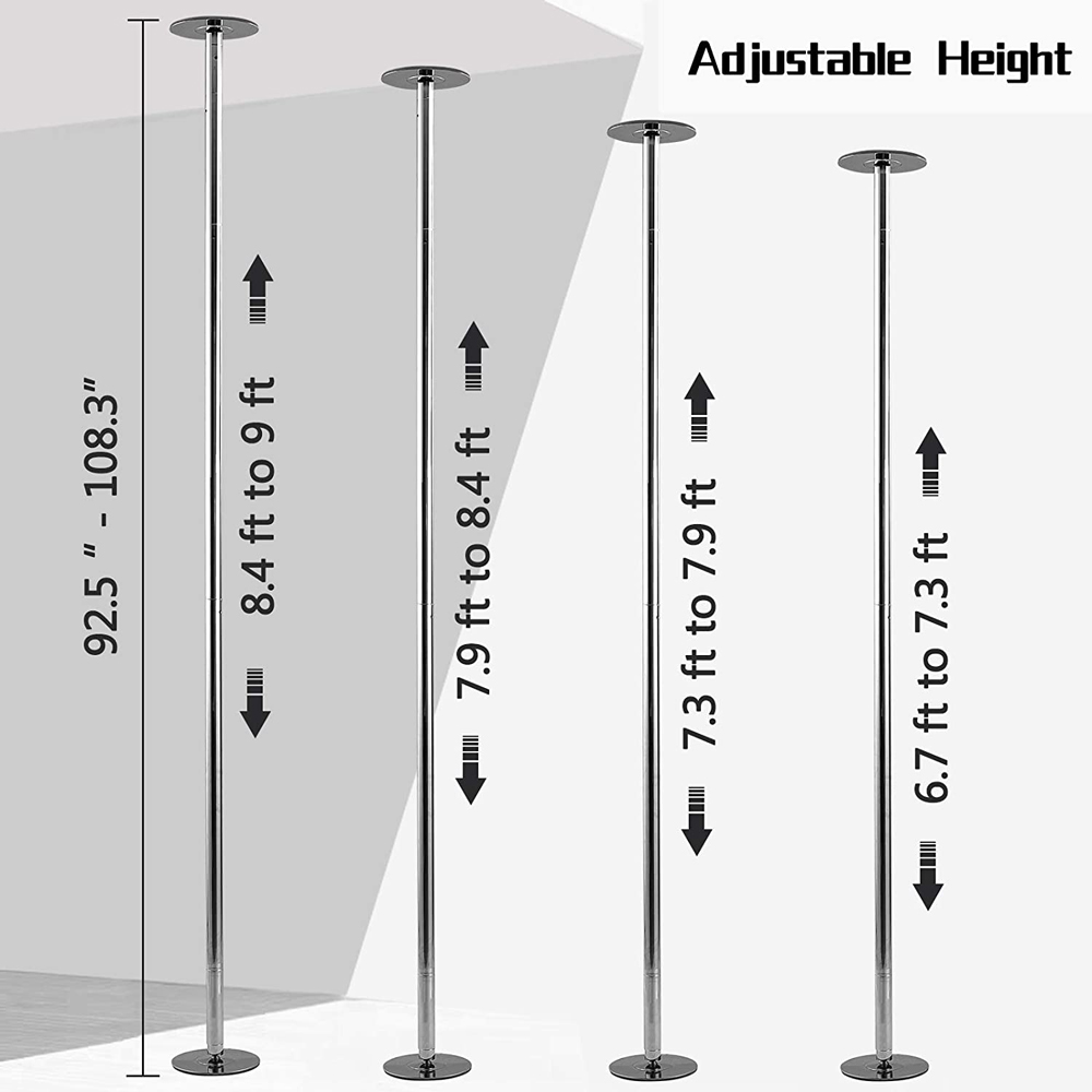 Bottom adjustment height, 45mm Silver Dancing Pole