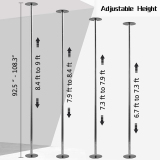 Bottom adjustment height, 45mm Silver Dancing Pole