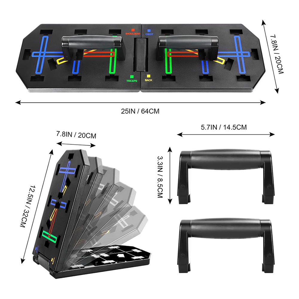Square Hole Foldable Push-up Board, Black