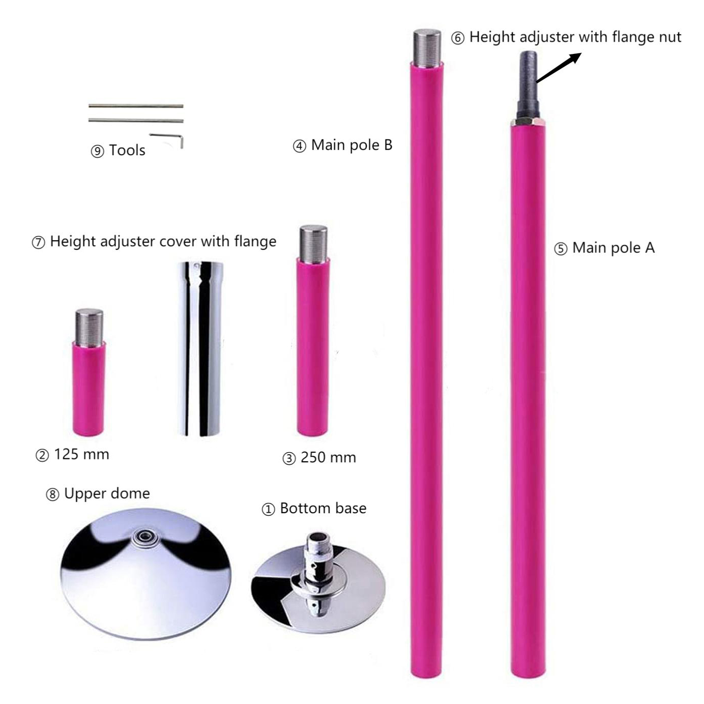 45mm Dancing Pole with pink silicone cover