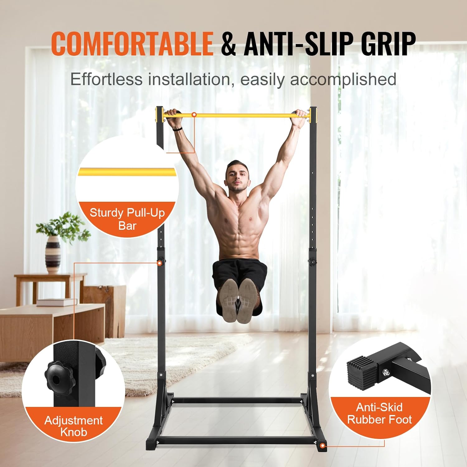 Power Tower Height Adjustable Pull Up Bar Stand, Multi-Function Strength Training Workout Equipment, Home Gym Fitness Rack, 220LBS Weight Capacity