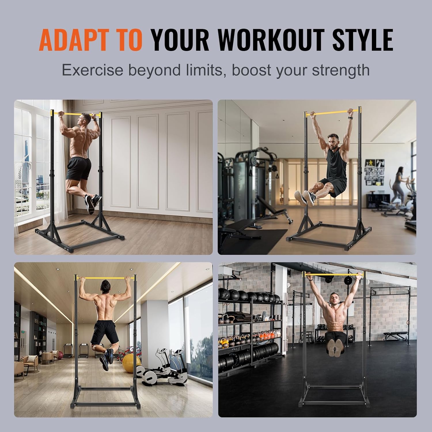 Power Tower Height Adjustable Pull Up Bar Stand, Multi-Function Strength Training Workout Equipment, Home Gym Fitness Rack, 220LBS Weight Capacity
