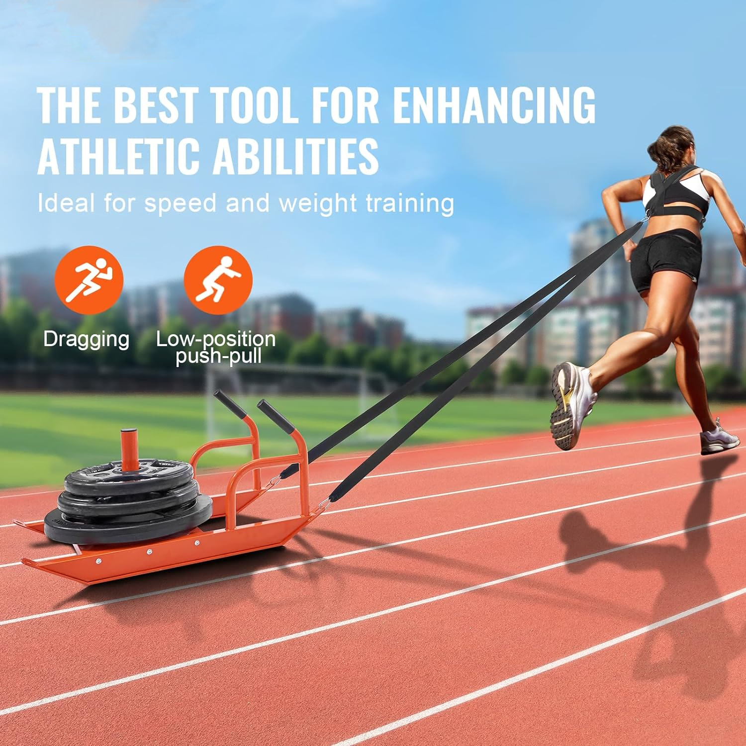 Weight Strength Pulling Fitness Sled with Vest