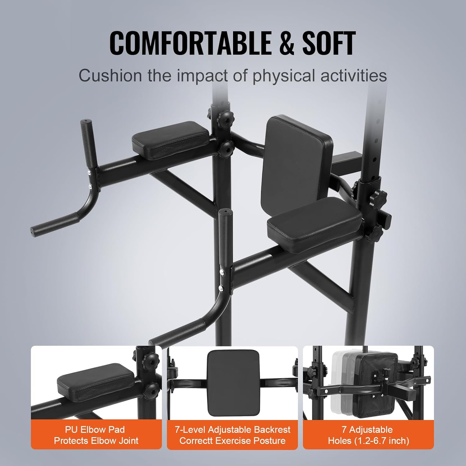 Power Tower Dip Station with Resistance Bands