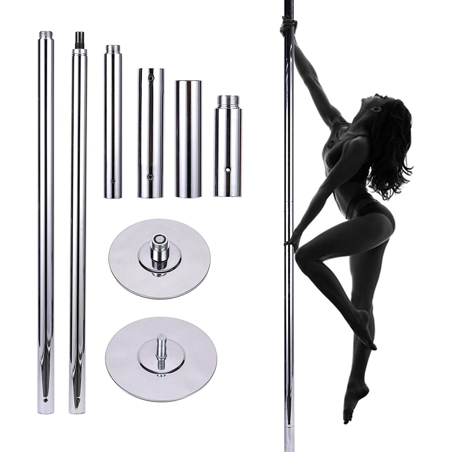 Bottom adjustment height, 45mm Silver Dancing Pole