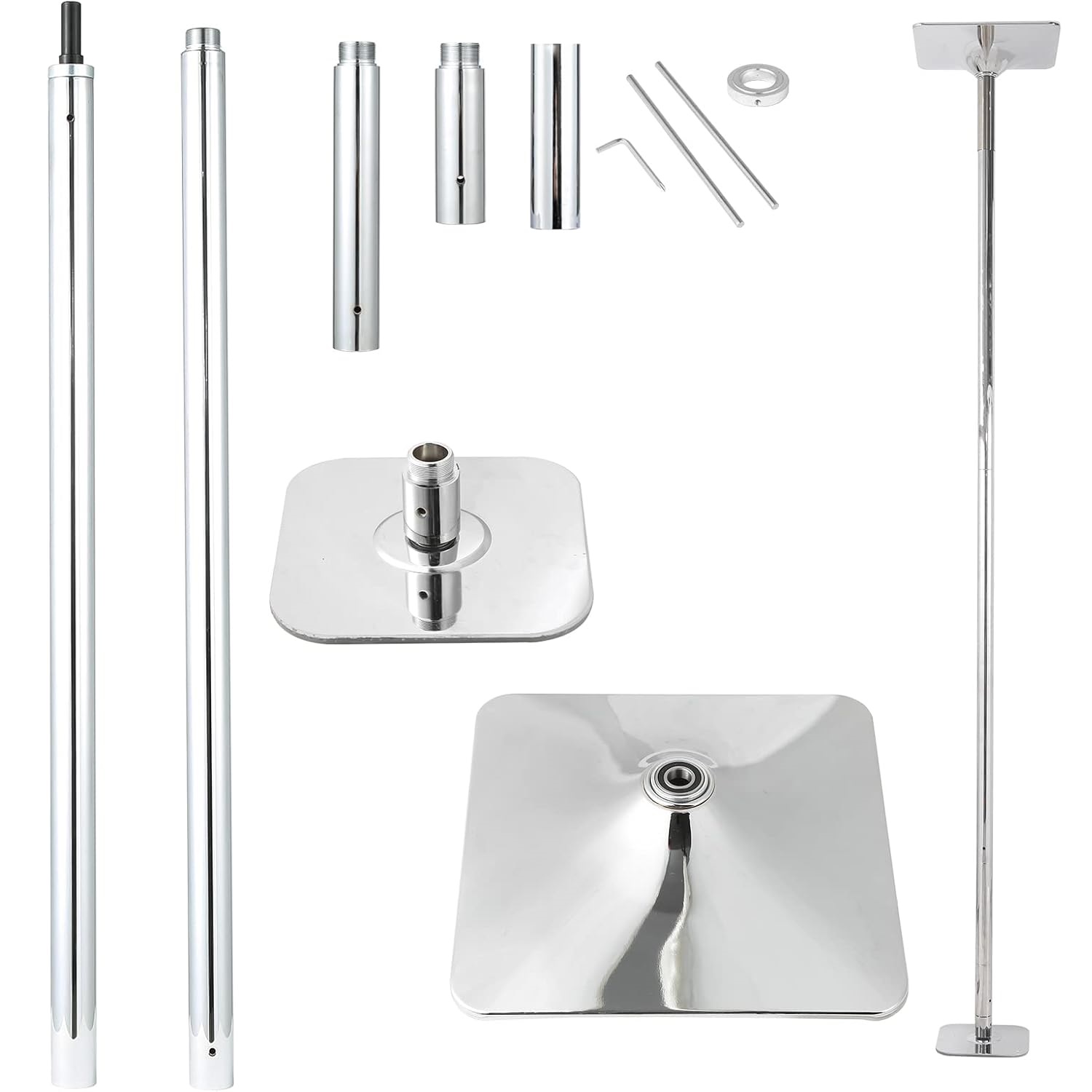 Square base, 45mm Silver Dancing Pole