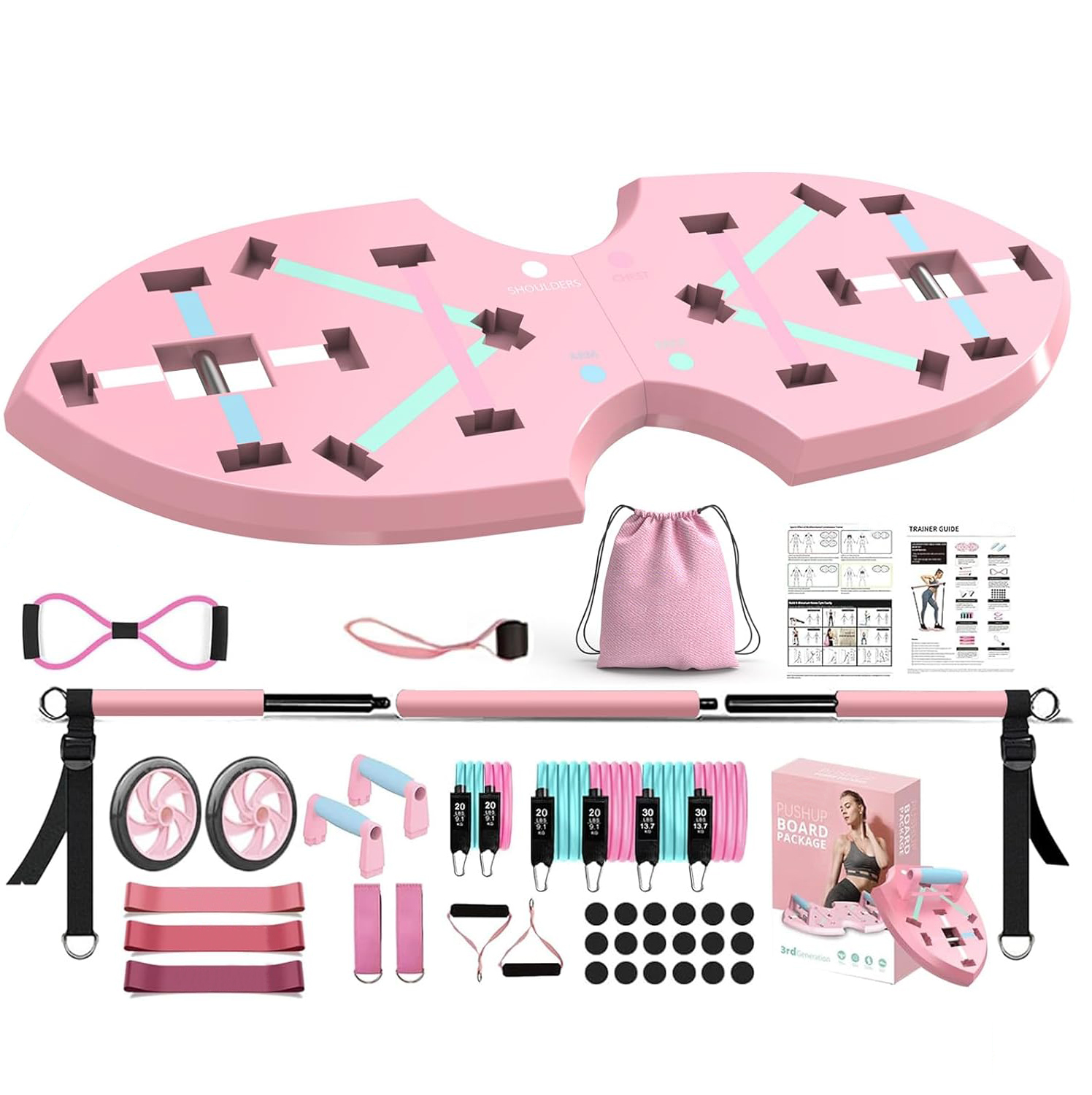 Butterfly Foldable Push Up Board, Pink