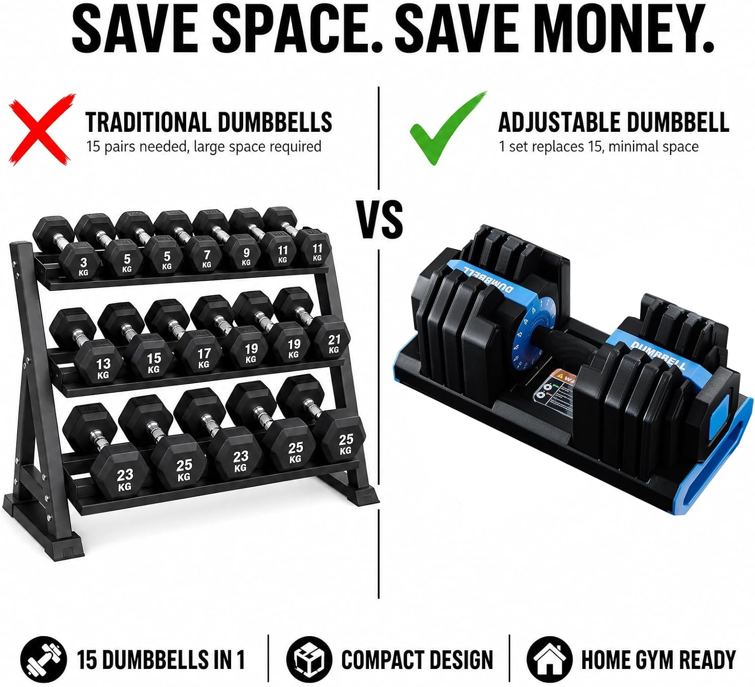 Adjustable Dumbbell 25kg/55lb