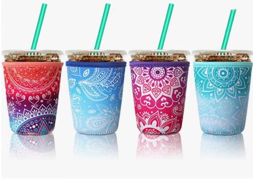FREEMAN Reusable Neoprene Insulator Sleeve for Iced Coffee Cups 