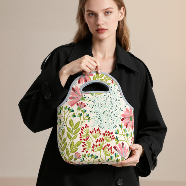 BROCADE TEXTURE RELIEF JACQUARD - FLOWER SERIES LUNCH TOTE FR-W010T